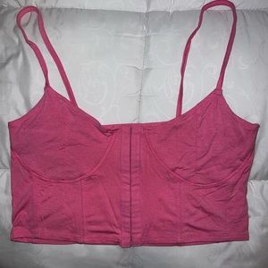 Pink corset-style cropped tank